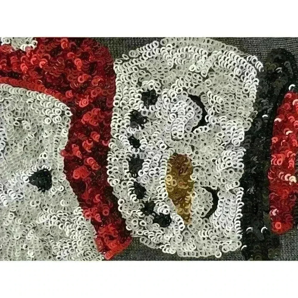 Tipsy Elves Size YOUTH Small Sequined Snowman Christmas Sweater Gray - Picture 5 of 5